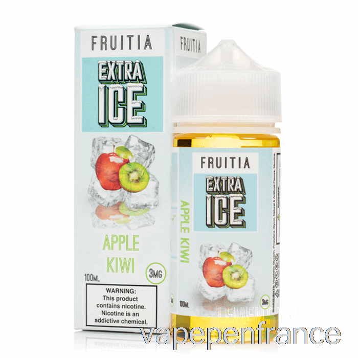 Pomme Kiwi - Glace Supplémentaire - Fruitia - Stylo Vape 100 Ml 3 Mg